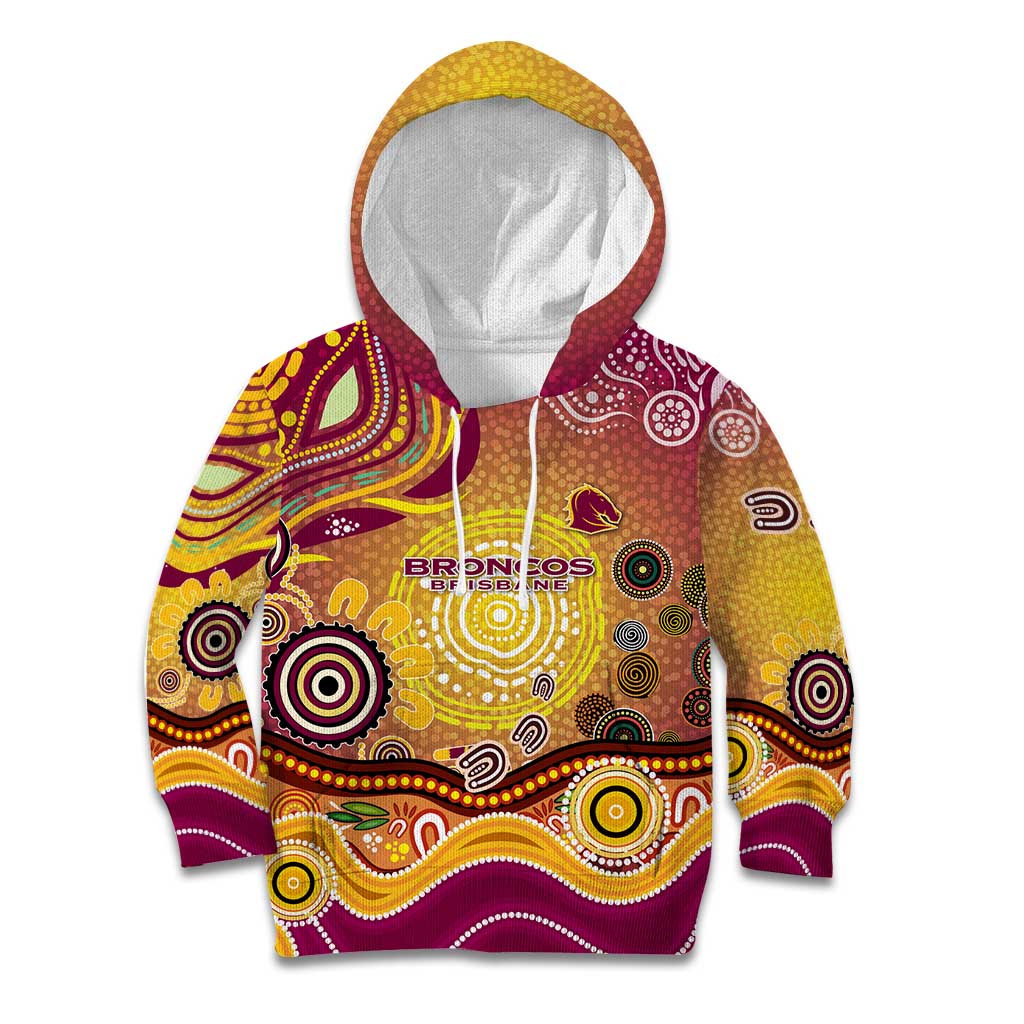 Brisbane Broncos Rugby Kid Hoodie Australian Aboriginal Dot Painting Style