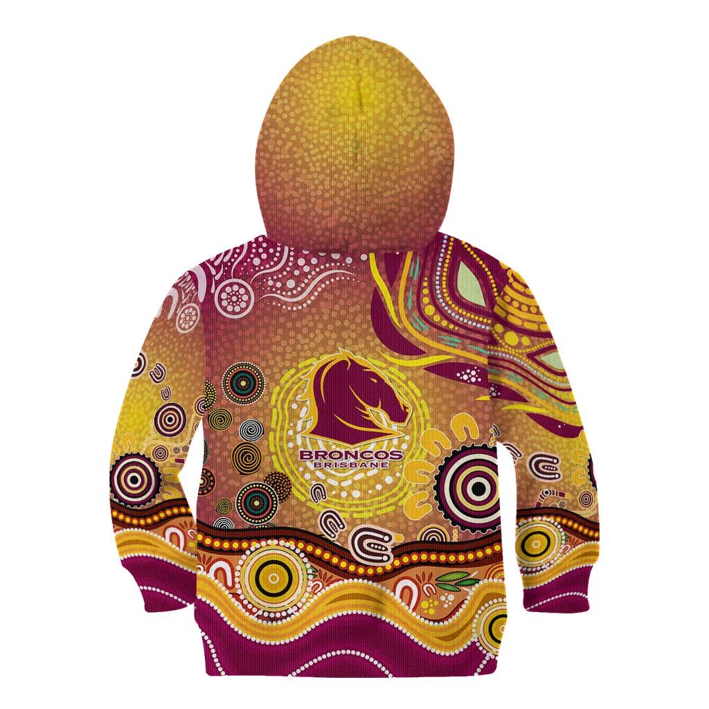 Brisbane Broncos Rugby Kid Hoodie Australian Aboriginal Dot Painting Style