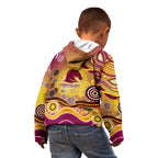 Brisbane Broncos Rugby Kid Hoodie Australian Aboriginal Dot Painting Style