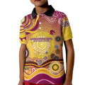 Brisbane Broncos Rugby Kid Polo Shirt Australian Aboriginal Dot Painting Style
