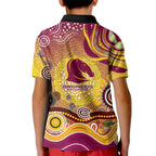 Brisbane Broncos Rugby Kid Polo Shirt Australian Aboriginal Dot Painting Style