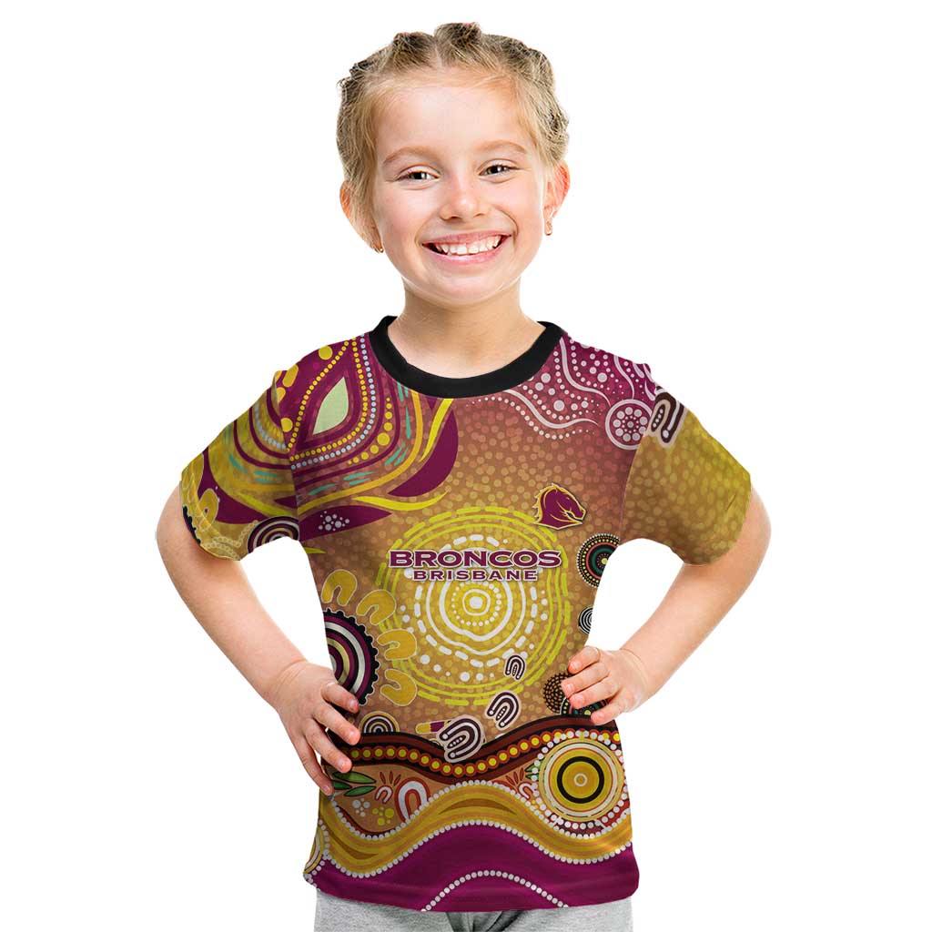 Brisbane Broncos Rugby Kid T Shirt Australian Aboriginal Dot Painting Style