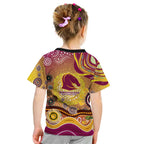 Brisbane Broncos Rugby Kid T Shirt Australian Aboriginal Dot Painting Style