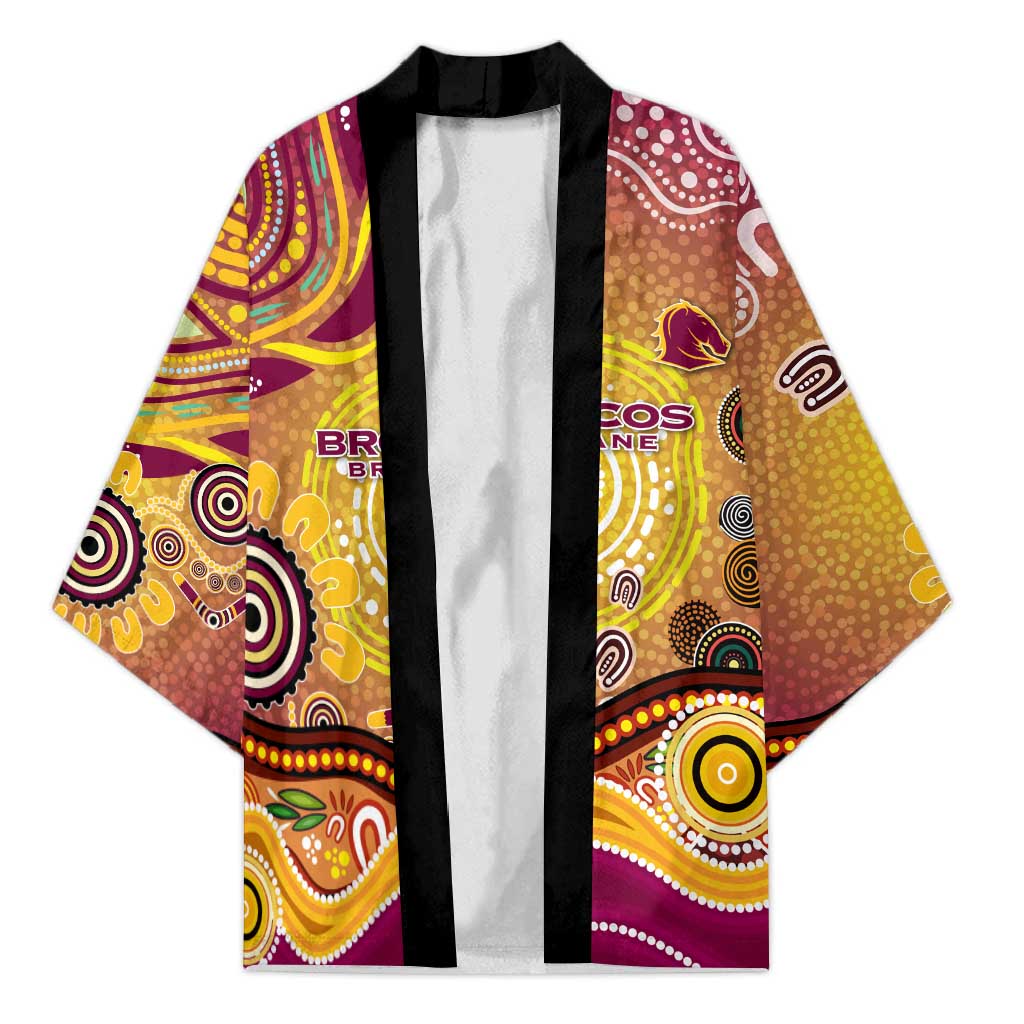 Brisbane Broncos Rugby Kimono Australian Aboriginal Dot Painting Style