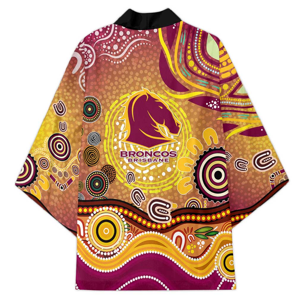 Brisbane Broncos Rugby Kimono Australian Aboriginal Dot Painting Style