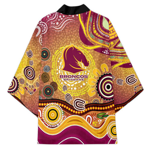 Brisbane Broncos Rugby Kimono Australian Aboriginal Dot Painting Style