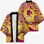 Brisbane Broncos Rugby Kimono Australian Aboriginal Dot Painting Style