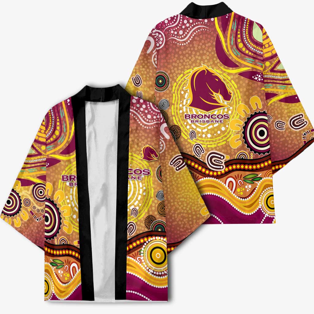 Brisbane Broncos Rugby Kimono Australian Aboriginal Dot Painting Style