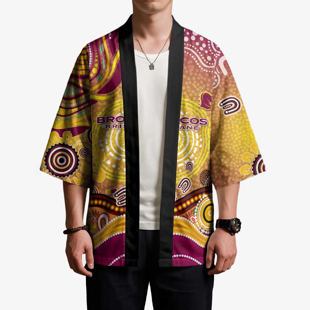 Brisbane Broncos Rugby Kimono Australian Aboriginal Dot Painting Style