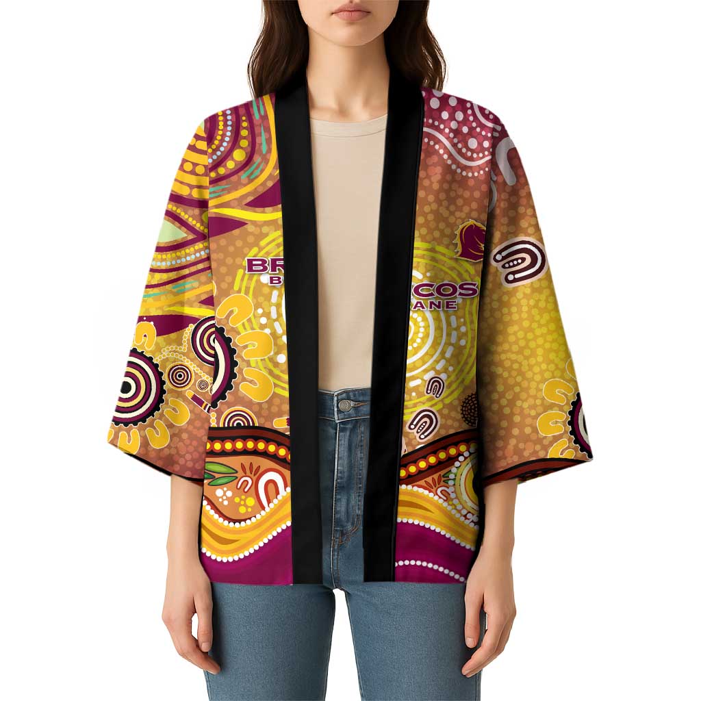 Brisbane Broncos Rugby Kimono Australian Aboriginal Dot Painting Style