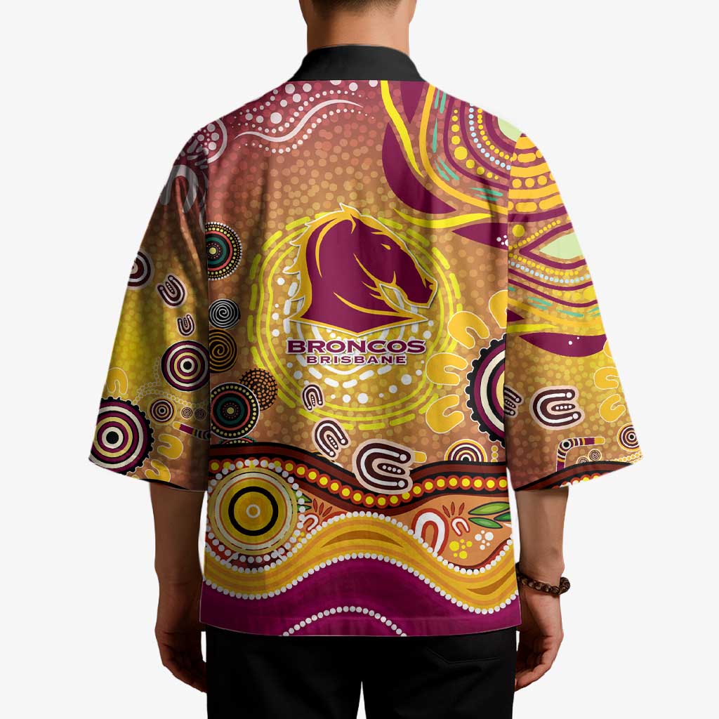 Brisbane Broncos Rugby Kimono Australian Aboriginal Dot Painting Style