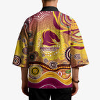 Brisbane Broncos Rugby Kimono Australian Aboriginal Dot Painting Style