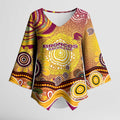 Brisbane Broncos Rugby Kimono Sleeve Blouse Australian Aboriginal Dot Painting Style