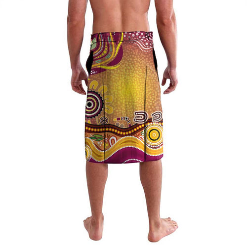 Brisbane Broncos Rugby Lavalava Australian Aboriginal Dot Painting Style