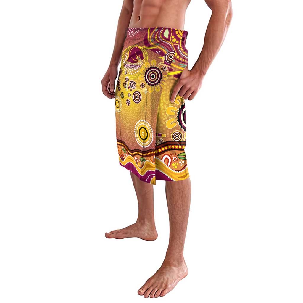 Brisbane Broncos Rugby Lavalava Australian Aboriginal Dot Painting Style