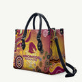 Brisbane Broncos Rugby Leather Bag Australian Aboriginal Dot Painting Style
