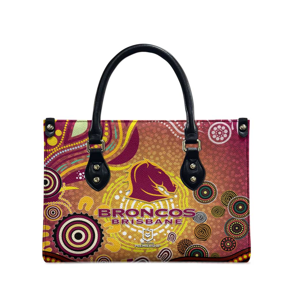 Brisbane Broncos Rugby Leather Bag Australian Aboriginal Dot Painting Style