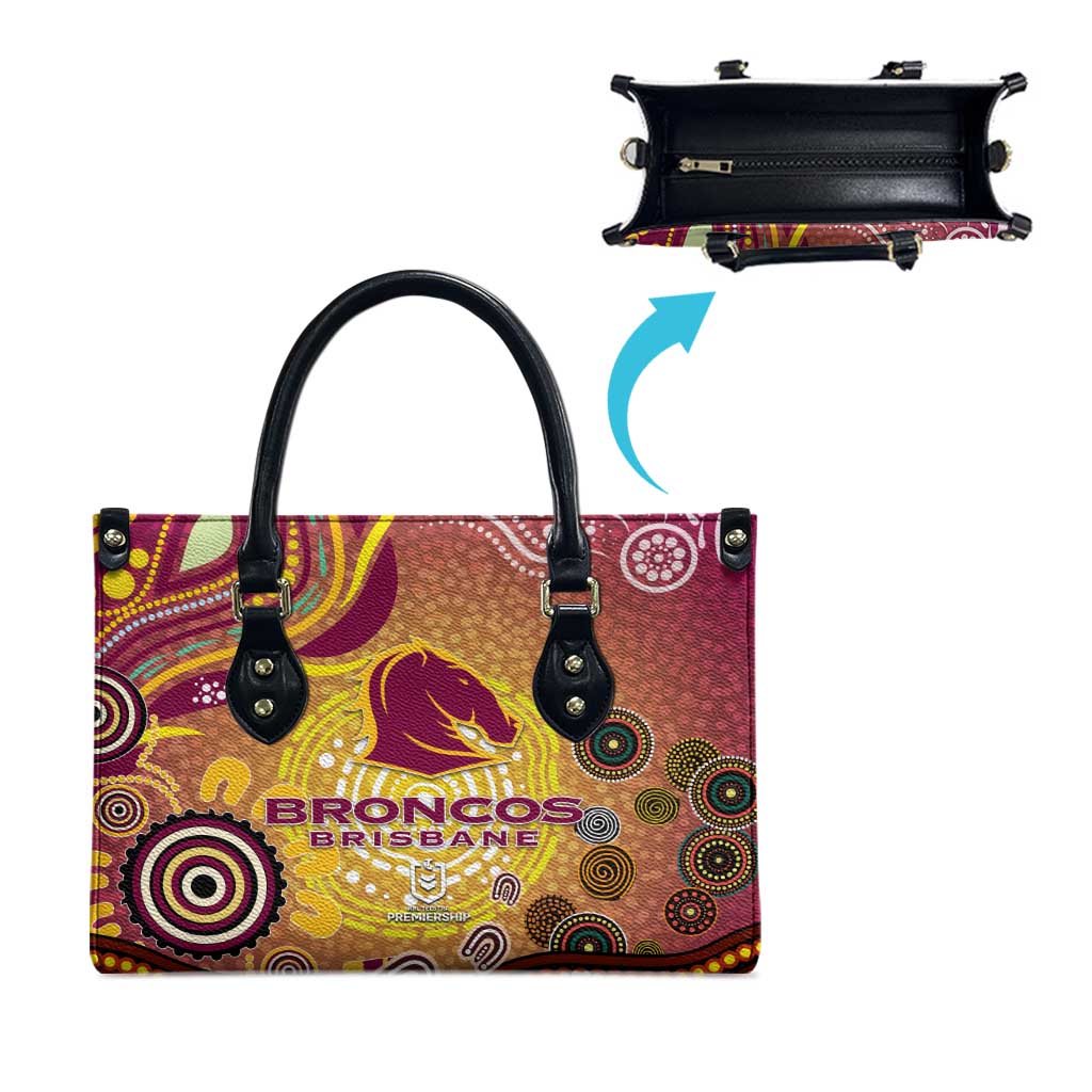 Brisbane Broncos Rugby Leather Bag Australian Aboriginal Dot Painting Style