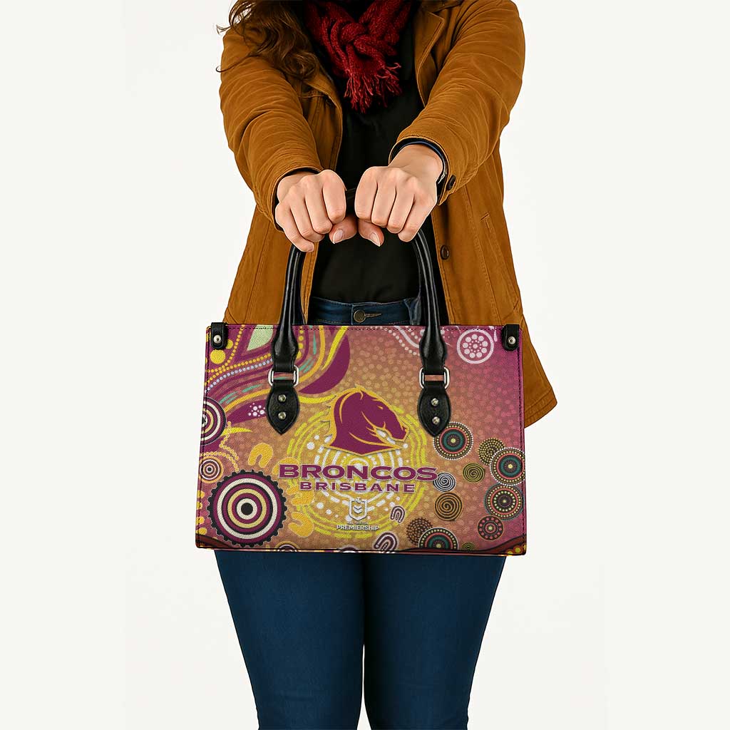Brisbane Broncos Rugby Leather Bag Australian Aboriginal Dot Painting Style