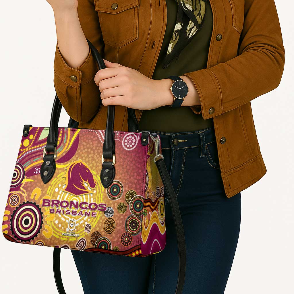 Brisbane Broncos Rugby Leather Bag Australian Aboriginal Dot Painting Style