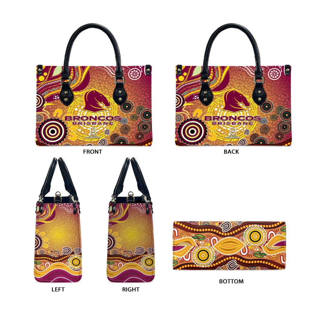 Brisbane Broncos Rugby Leather Bag Australian Aboriginal Dot Painting Style