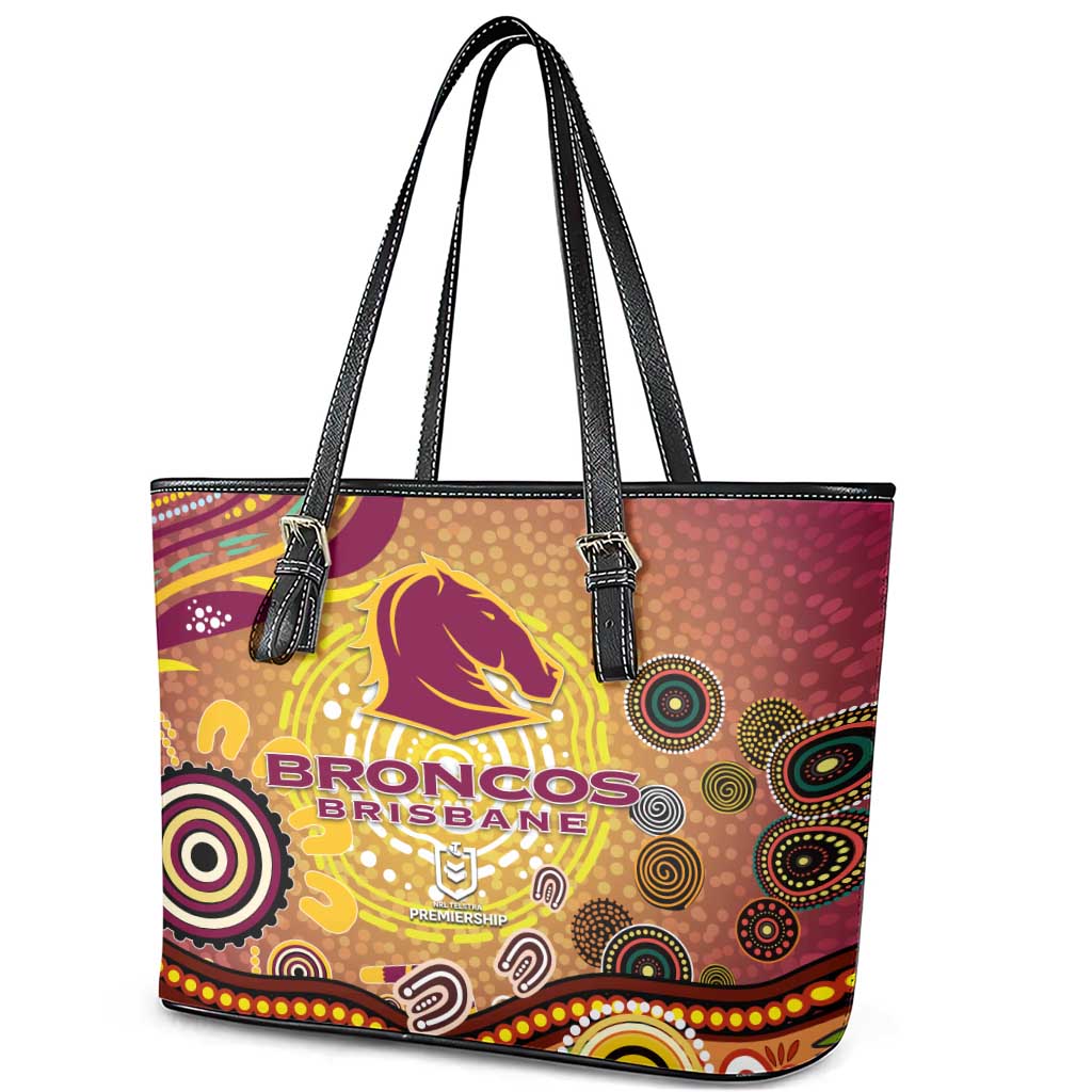 Brisbane Broncos Rugby Leather Tote Bag Australian Aboriginal Dot Painting Style