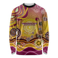 Brisbane Broncos Rugby Long Sleeve Shirt Australian Aboriginal Dot Painting Style
