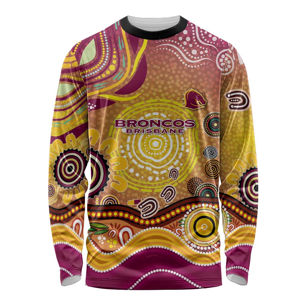 Brisbane Broncos Rugby Long Sleeve Shirt Australian Aboriginal Dot Painting Style