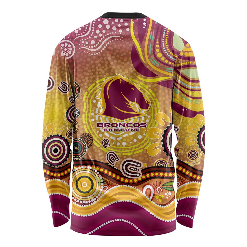 Brisbane Broncos Rugby Long Sleeve Shirt Australian Aboriginal Dot Painting Style