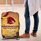 Brisbane Broncos Rugby Luggage Cover Australian Aboriginal Dot Painting Style
