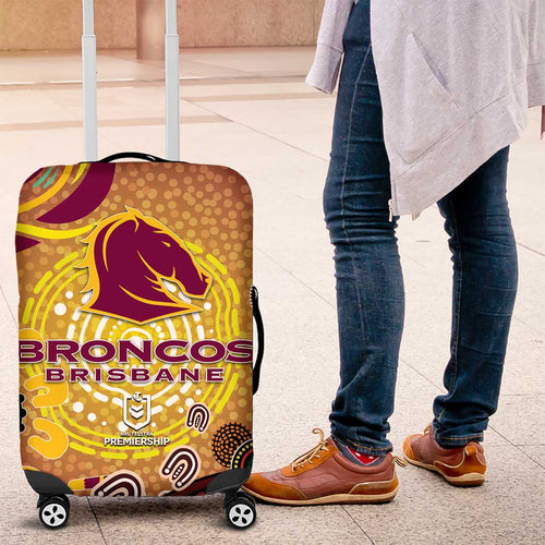 Brisbane Broncos Rugby Luggage Cover Australian Aboriginal Dot Painting Style