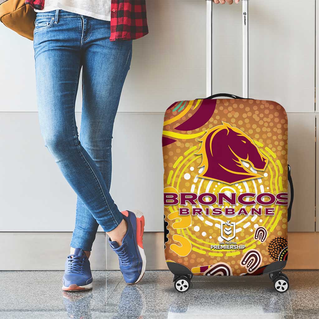 Brisbane Broncos Rugby Luggage Cover Australian Aboriginal Dot Painting Style