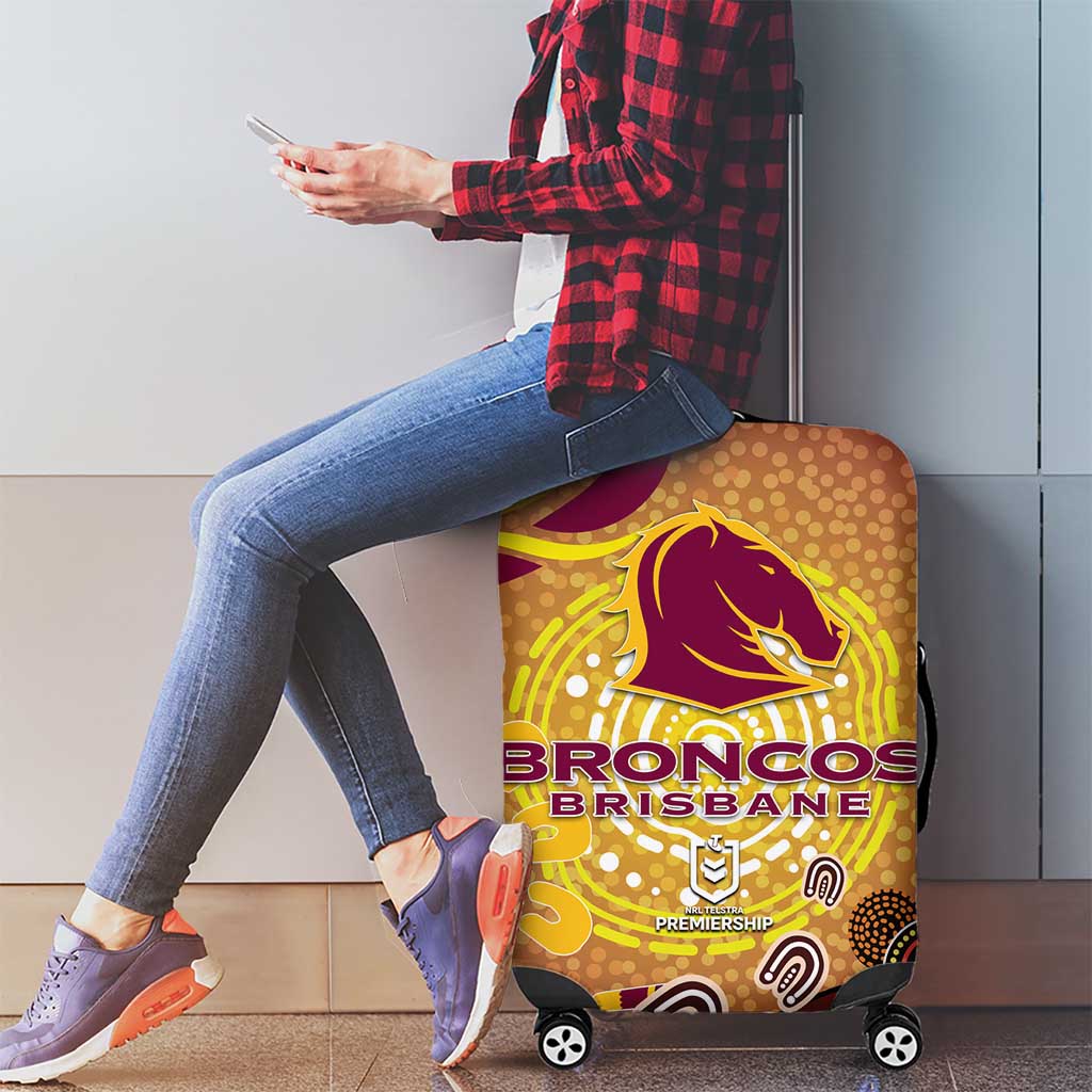 Brisbane Broncos Rugby Luggage Cover Australian Aboriginal Dot Painting Style
