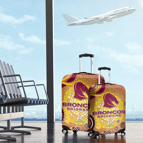 Brisbane Broncos Rugby Luggage Cover Australian Aboriginal Dot Painting Style