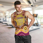Brisbane Broncos Rugby Men Tank Top Australian Aboriginal Dot Painting Style