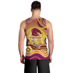 Brisbane Broncos Rugby Men Tank Top Australian Aboriginal Dot Painting Style