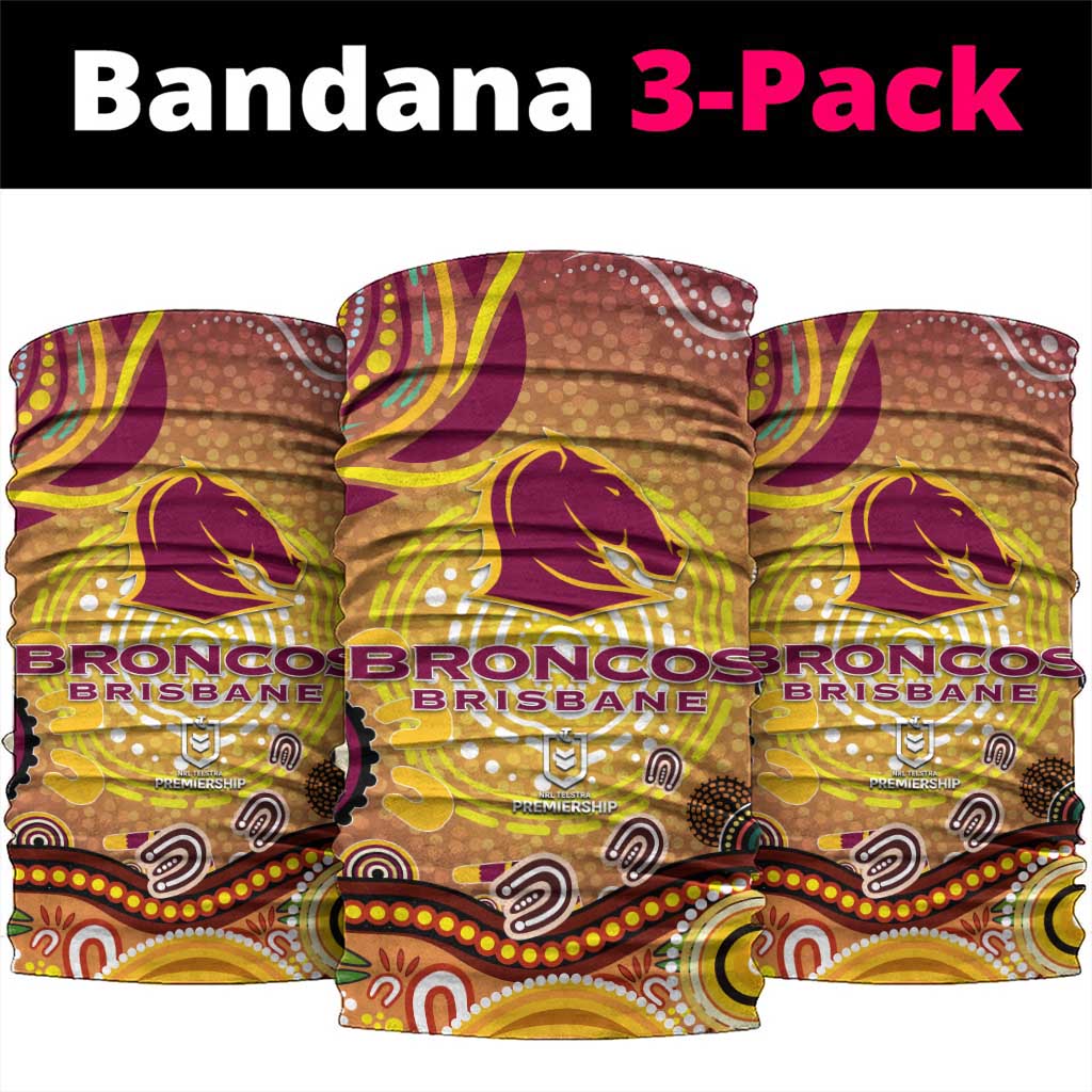 Brisbane Broncos Rugby Neck Gaiter Australian Aboriginal Dot Painting Style