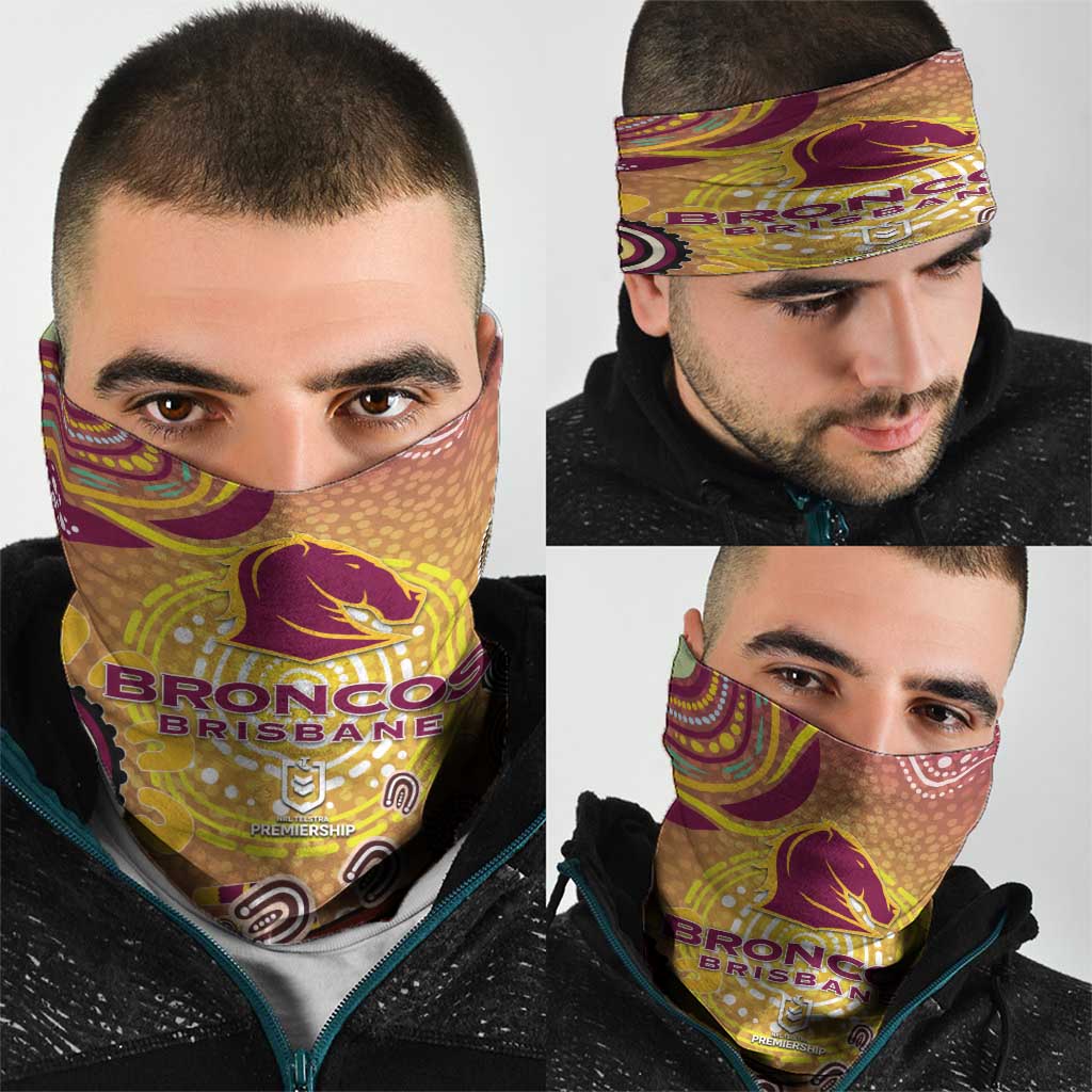 Brisbane Broncos Rugby Neck Gaiter Australian Aboriginal Dot Painting Style