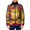 Brisbane Broncos Rugby Padded Jacket Australian Aboriginal Dot Painting Style