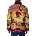 Brisbane Broncos Rugby Padded Jacket Australian Aboriginal Dot Painting Style
