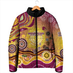 Brisbane Broncos Rugby Padded Jacket Australian Aboriginal Dot Painting Style