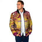 Brisbane Broncos Rugby Padded Jacket Australian Aboriginal Dot Painting Style