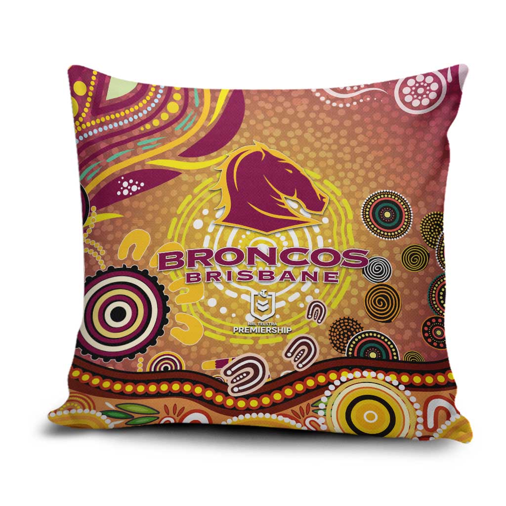 Brisbane Broncos Rugby Pillow Cover Australian Aboriginal Dot Painting Style