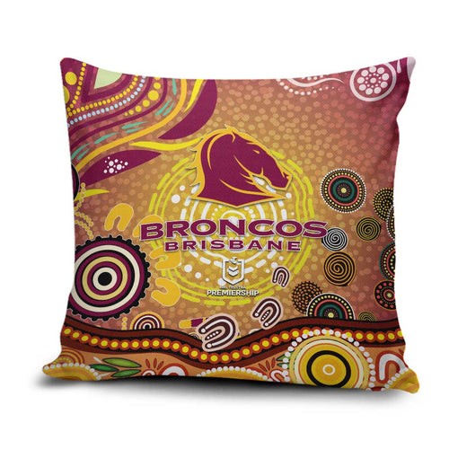 Brisbane Broncos Rugby Pillow Cover Australian Aboriginal Dot Painting Style
