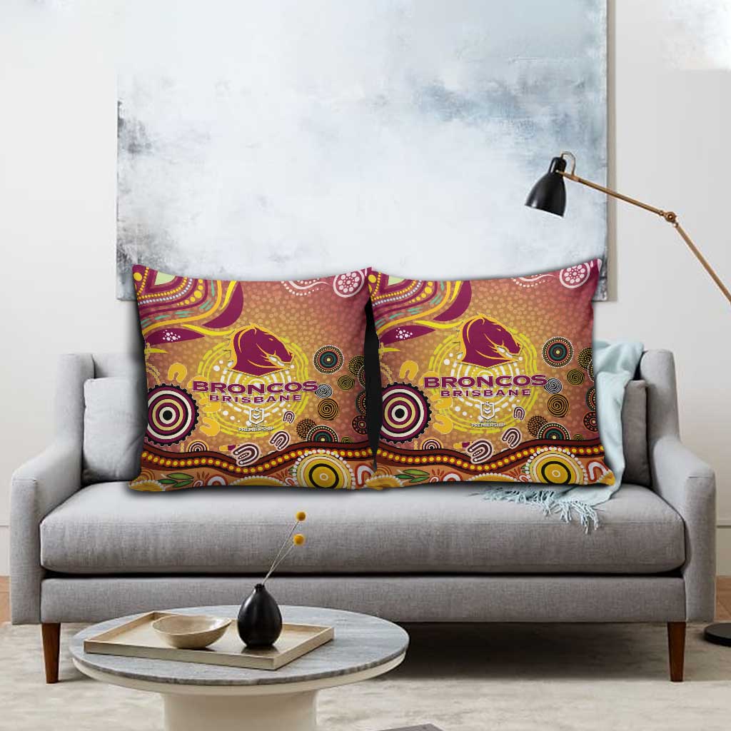 Brisbane Broncos Rugby Pillow Cover Australian Aboriginal Dot Painting Style