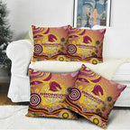 Brisbane Broncos Rugby Pillow Cover Australian Aboriginal Dot Painting Style