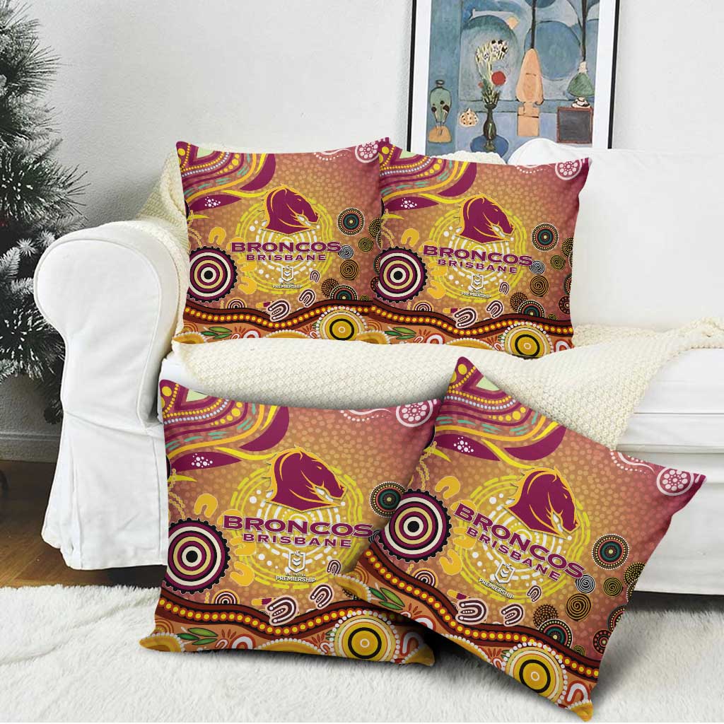 Brisbane Broncos Rugby Pillow Cover Australian Aboriginal Dot Painting Style