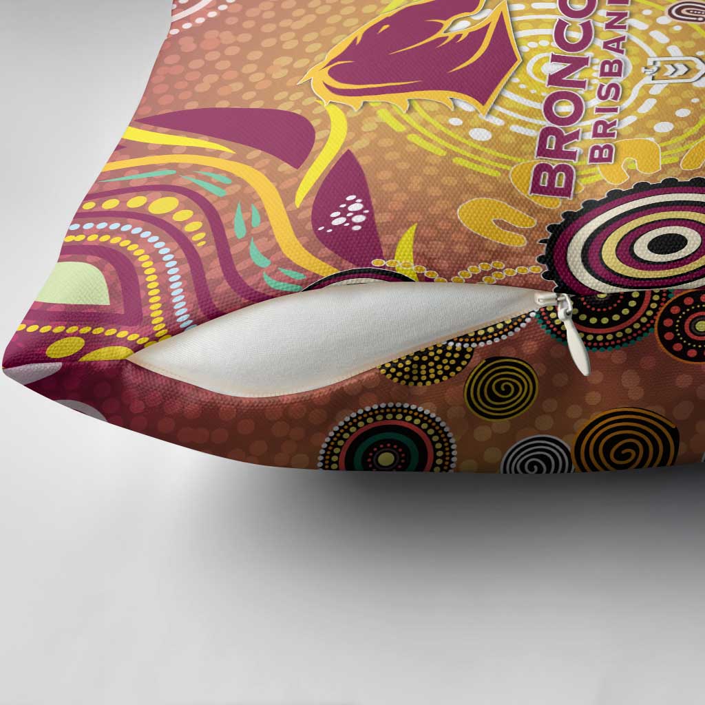 Brisbane Broncos Rugby Pillow Cover Australian Aboriginal Dot Painting Style