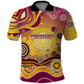 Brisbane Broncos Rugby Polo Shirt Australian Aboriginal Dot Painting Style