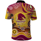 Brisbane Broncos Rugby Polo Shirt Australian Aboriginal Dot Painting Style